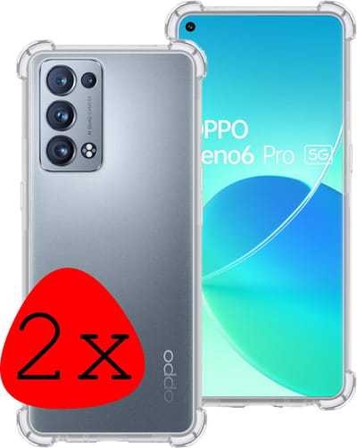Hoesje 2 Stuks - Geschikt voor OPPO Reno 6 Pro - Sterk & Shockproof - Siliconen Case - Back Cover - Telefoon Hoes Shock Proof - Transparant