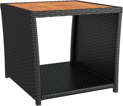 Salontafel - Tuinmeubel Terrastafel - Buiten Ontspannen - Massief Houten Tafelblad - 40 x 45 x 45 cm - Zwart