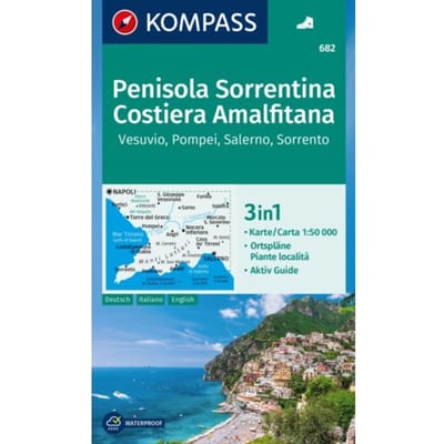 Kompass Wanderkarte 682 Penisola Sorrentina, Costiera Amalfitana, Vesuvio, Pompei, Salerno,