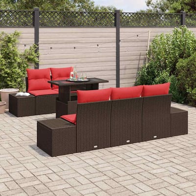 vidaXL - Tuinbank - Set - 6 - st - 5-Aantal - zitplaatsen - Bruin - en - Rood