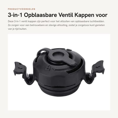 Dailygoods- Luchtventil 3 In 1 - Ventilkappen - Opblaasbare Luchtmatras - Luchtventil Verschlusskappen - Zwart - Geschikt voor diverse luchtmatrassen