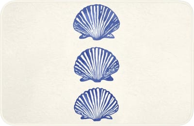 Badmat 60x40 cm - Antislip - Schelpen - Blauw - Patroon - Badmatten voor badkamer - Badkamermat - Douchemat - Badkamer mat