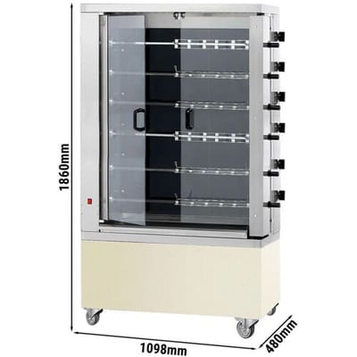 GGM Gastro Elektro Hähnchengrill - Glaskeramik - 28,8 kW - mit 6 Spießen für bis zu 36 Hähnchen Zilver / Wit