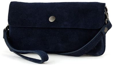Bear Design Lydia Suede Leren Clutch Mini Schoudertasje - Blauw