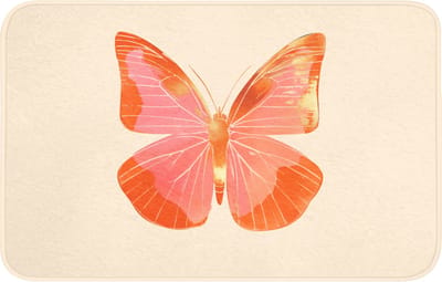 Badmat 80x50 cm - Antislip - Vlinder - Minimalistisch - Roze - Badmatten voor badkamer - Badkamermat - Douchemat - Badkamer mat