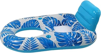 Opblaasbaar ligbed - Waterstoel vlotter - Ontspannen in zwembad - Met bekerhouder - 160 x 120 cm - Meerkleurig