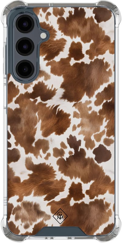 Casimoda® hoesje - Geschikt voor Samsung Galaxy A17 - Koeienprint - Shockproof case - Extra sterk - TPU/polycarbonaat - Bruin/beige, Transparant