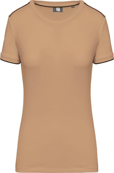 WK. Designed To Work Dames-t-shirt Day To Day korte mouwen WK3021 - Camel / Black - 3XL