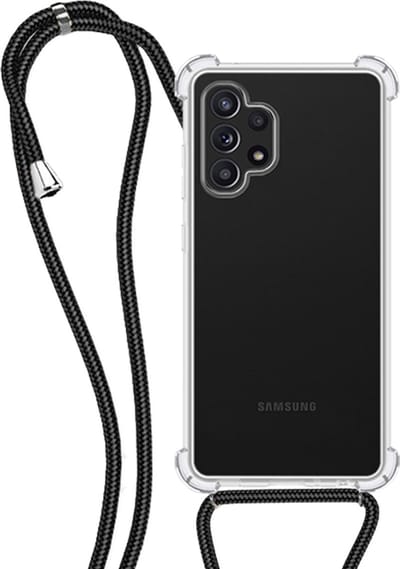 Hoesje - Geschikt voor Samsung Galaxy A13 4G - Met Koord - Shock Proof - Siliconen Case - Back Cover - Telefoonkoord - Telefoon Hoes Shockproof - Telefoonketting - Transparant
