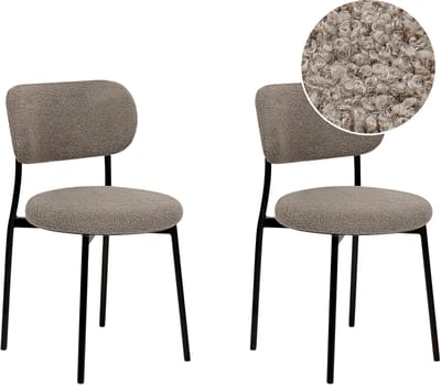 CASEY - Eetkamerstoelen set van 2 - Taupe - Bouclé