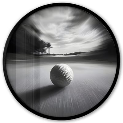 Poster in lijst Rond - Fotolijst 40x40 cm - Posters - Golfbal - Wazig - Zwart - Ronde posterlijst zwart - Decoratie - Wanddecoratie woonkamer - Muurdecoratie slaapkamer