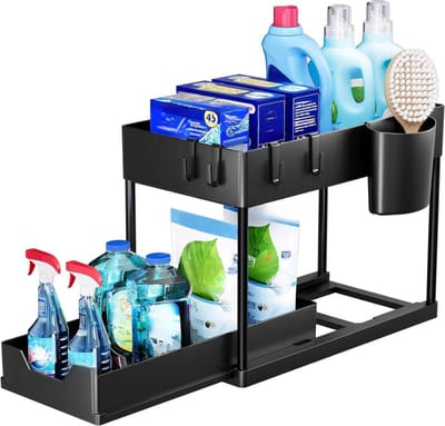 DD Gootsteenkast Organizer - Keukenkast Organizer - Gootsteenorganisers - Zwart