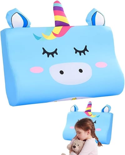 Ergonomisch Kinderkussen 45 x 27 cm met Kawaii Dierenprint - Ademend, Wasbaar en Huidvriendelijk Kussen voor Kinderen