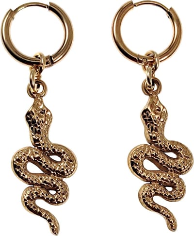 ∅14mm Oorringen Dames - Verguld Roestvrij Staal - Oorbellen met slangen Hanger