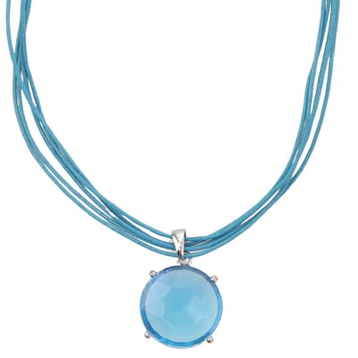 Behave – Koordketting turquoise – Zomerstijl met ronde hanger 2,7 cm