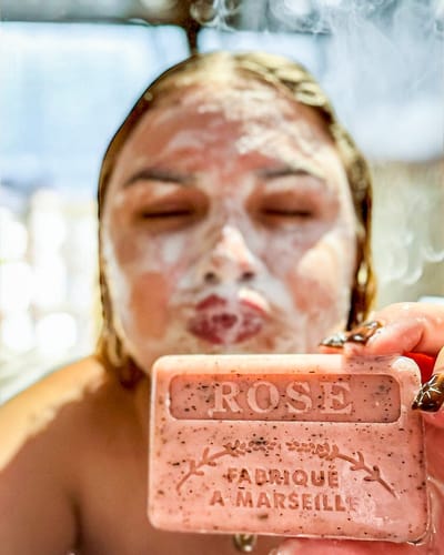 4x Savon de marseille rose scrub 125 gram - Savon de marseille zeep - blokzeep - franse zeep - scrub zeep -