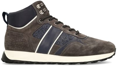 Manfield - Heren - Donkergrijze suède veterschoenen - Maat 40