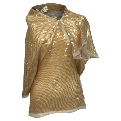 Rick Owens blouse met colkraag en pailletten in beige zijde