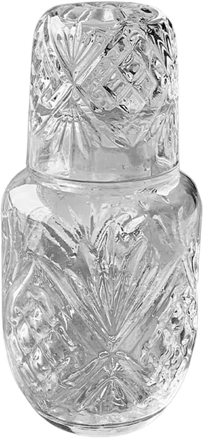 Vintage Glazen Waterkaraf Set met Tumbler en Gegraveerde Plank, Perfect voor Koud Water en Wijn, 5.3 X 14 Cm, Ideaal voor Thuisgebruik en Feestjes