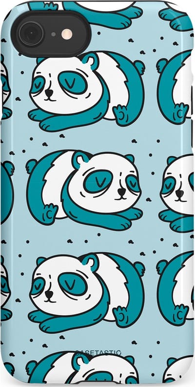 Casetastic hoesje geschikt voor Apple iPhone SE / Apple iPhone 7 / Apple iPhone 8 - Dubbellaagse bescherming - Panda dromen - Fashion Case - Lichtgrijs Petrol Wit