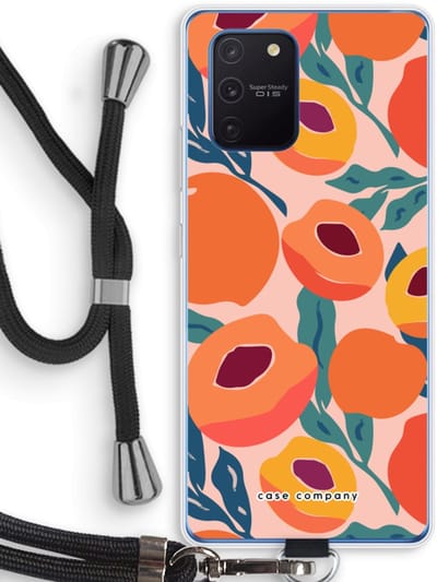 Case Company® - Hoesje met koord geschikt voor Samsung Galaxy Note 10 Lite hoesje met Koord - Perzik - Telefoonhoesje met Zwart Koord - Bescherming aan alle Kanten en Over de Schermrand