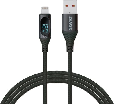 USB naar Lightning Savio-kabel, digitaal display, lengte 1m, SAVKABELCL-173