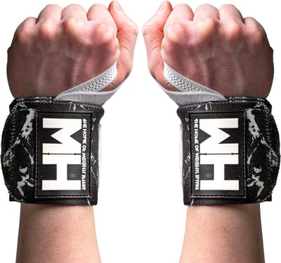Wrist Wrap for Weightlifting - Black & White Marble Pattern