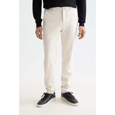 Scotch & Soda Mott - Tailored Knitted Yarn Dyed Chino Off White Melange Size: W32L30 | Chinos Outlet | Heren | Beige