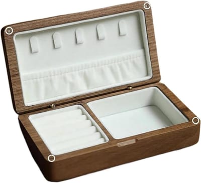 Houten Sieradendoos - Juwelendoosje Organizer - Sieraden Opbergen - Aanpasbare Indeling - 1 x 1 x 1 cm - Walnoot