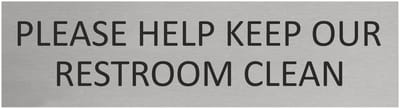 CombiCraft Aluminium deurbordje Please help keep our restroom clean 165x45mm met tape - per stuk
