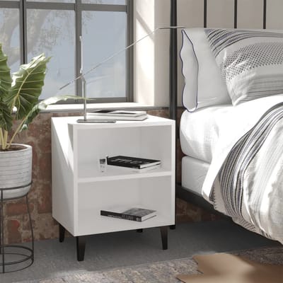 vidaXL - Nachtkastje - met - metalen - poten - 40x30x50 - cm - wit