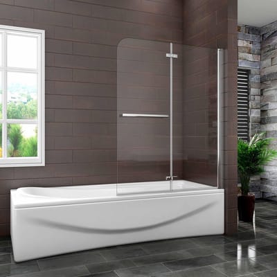 Opvouwbaar badwand H:140xB:120cm, 6 mm helder veiligheidsglas easyclean, verchroomd handdoekenrek