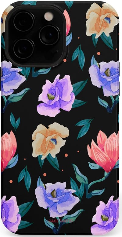 Casetastic hoesje geschikt voor Apple iPhone 13 Pro Max - MagSafe - Dubbellaagse bescherming - Avondtuin - Fashion Case - Zwart Petrol Lavendel
