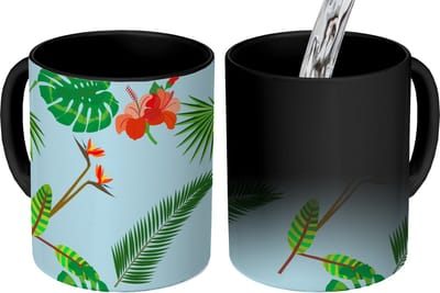 Magische Mok - Foto op Warmte Mokken - Koffiemok - Patronen - Planten - Jungle - Bloemen - Magic Mok - Beker - 350 ML - Theemok