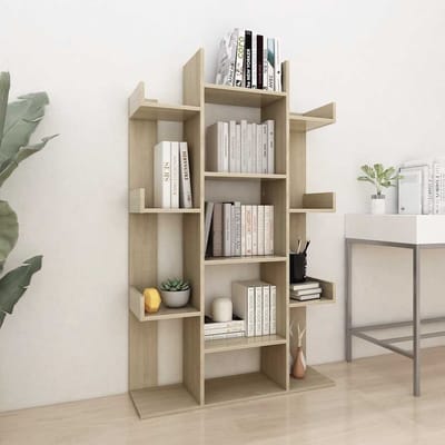 vidaXL - Boekenkast - 86x25,5x140 - cm - bewerkt - hout - sonoma - eikenkleurig