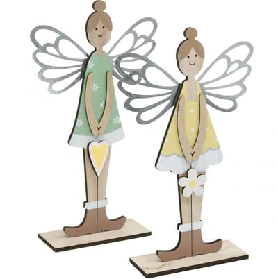 Decoratieve elf, lentedecoratie, elfje om op te staan, houten decorati