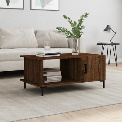 vidaXL - Salontafel - 90x50x40 - cm - bewerkt - hout - bruin - eikenkleur