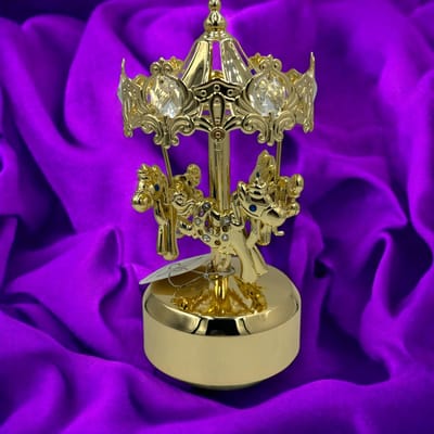 Carousel Music Box 24-karaats verguld goud en versierd met Bohemia-kristallen