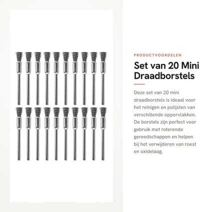 Dailygoods- Draadborstels 15 Stuks - Mini Staalborstelset - Polijstwielenset - Roterende Gereedschap - Voor Reinigen en Polijsten - Duurzaam Staal - Staalborstel