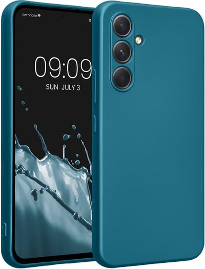 kwmobile metallic telefoonhoesje van TPU - geschikt voor Samsung Galaxy A54 5G - Flexible case voor smartphone - In Metallic carabisch blauw