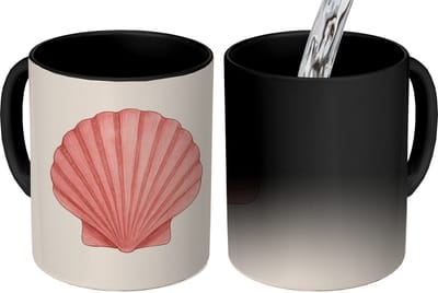 Magische Mok - Foto op Warmte Mokken - Koffiemok - Schelp - Roze - Ribbels - Magic Mok - Beker - 350 ML - Theemok