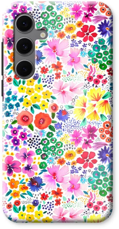 Case Company® - Hoesje geschikt voor Samsung Galaxy S24 FE hoesje - Little Flowers - Tough Case - Maximale Bescherming alle Kanten en Schermrand