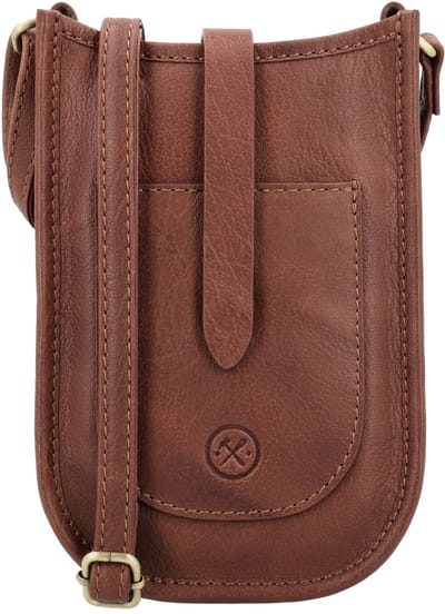 Hide & Stitches Jura Telefoontasje - Phonebag - Crossbody - Schoudertas - Leer - Unisex - Dames - Heren - Leren Dames Tas - Bruin