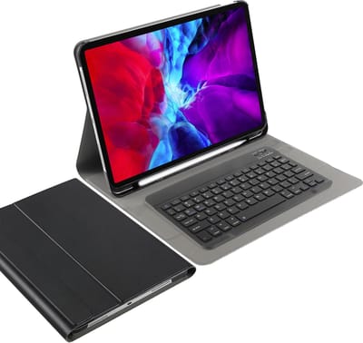Cazy tablet Hoes met Toetsenbord geschikt voor iPad Pro 12.9 (2022) / Pro 12.9 (2021) - QWERTY Spanish Bluetooth Keyboard Case - Zwart
