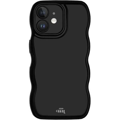 xoxo Wildhearts Glossy Wavy Case Black telefoonhoesje - Geschikt voor iPhone 12 - Golvend hoesje - Glimmende silicone case met golven - Vlekbestendig - Zwart