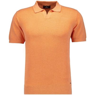 Ragman Trui Melange Resort Collar Short Sleeve Cotton Knit Abrikoos / male