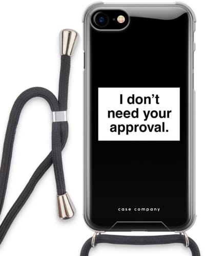 Case Company® - Hoesje met koord geschikt voor iPhone SE 2020 hoesje met Koord - Don't need approval - Telefoonhoesje met Zwart Koord - Bescherming aan alle Kanten en Over de Schermrand