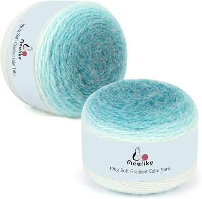 Pluche Taartgaren met Kleurverloop - Zachte Ombre Brei- en Haakwol (2 Bollen)