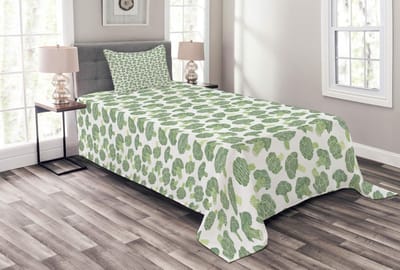 ABAKUHAUS Sprei-set – broccoli-patroon – 170×220 cm – varen-groen