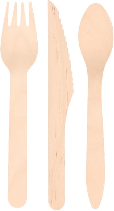 Humbert wegwerp bestek - hout - 75 delig - wegwerp - lepels - messen - vorken - 18 cm